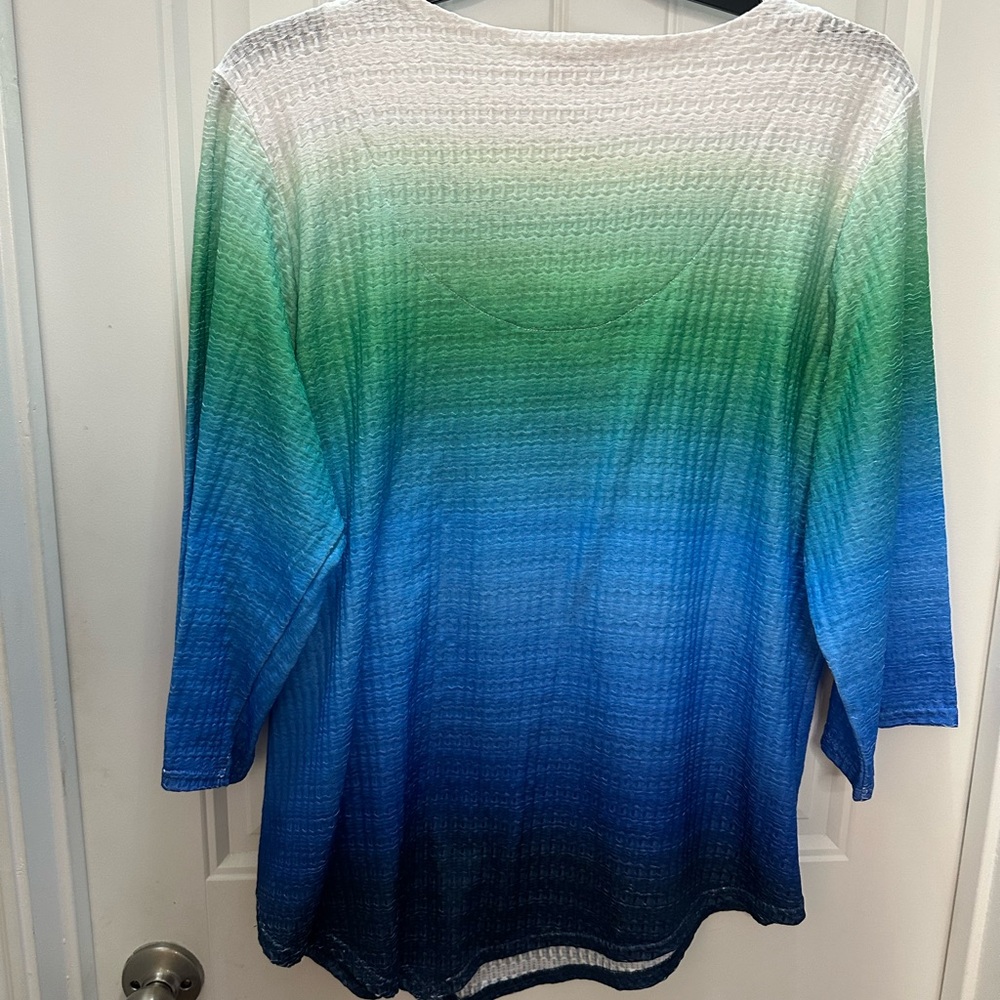 NWT Allison Daley Ombre Textured Blouse Lagenlook casual size 1x - Picture 5 of 5